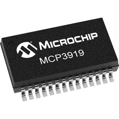 Microchip MCP3919 24-Bit, 125kSPS, 3-Ch Simultaneous Sample AFE