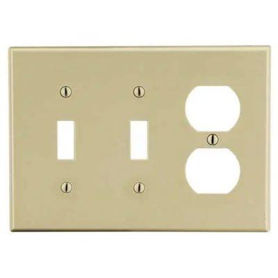 Bryant P28I Ivory 3-Gang Toggle And Duplex Wallplate