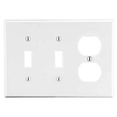Bryant P28W White 3-Gang Toggle And Duplex Wallplate