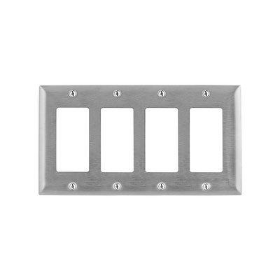Bryant SS264 Stainless Steel 4-Gang 4-GFCI Openings Wallplate